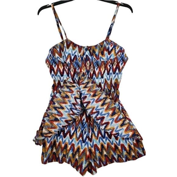 Anthropologie Mimi Chica ~ Woman Size L~ Multicolor Sleeveless Romper Linen NWOT - Picture 3 of 10